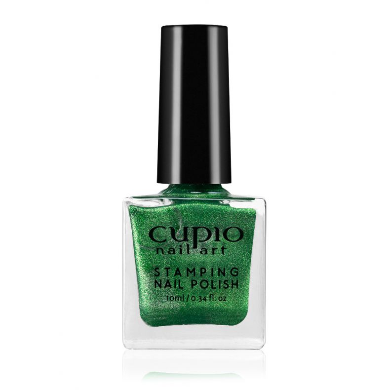 stamping_nail_polish_cupio_-_glitter_green.jpg Oja Pentru Stampila Glitter Green, 10ml, Cupio - imagine 1