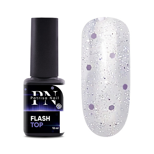 Glossy Flash Top cu sclipici reflectorizant, 12ml, Patrisa Nail - imagine 1