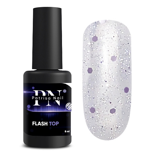 Glossy Flash Top cu sclipici reflectorizant, 8ml, Patrisa Nail - imagine 1
