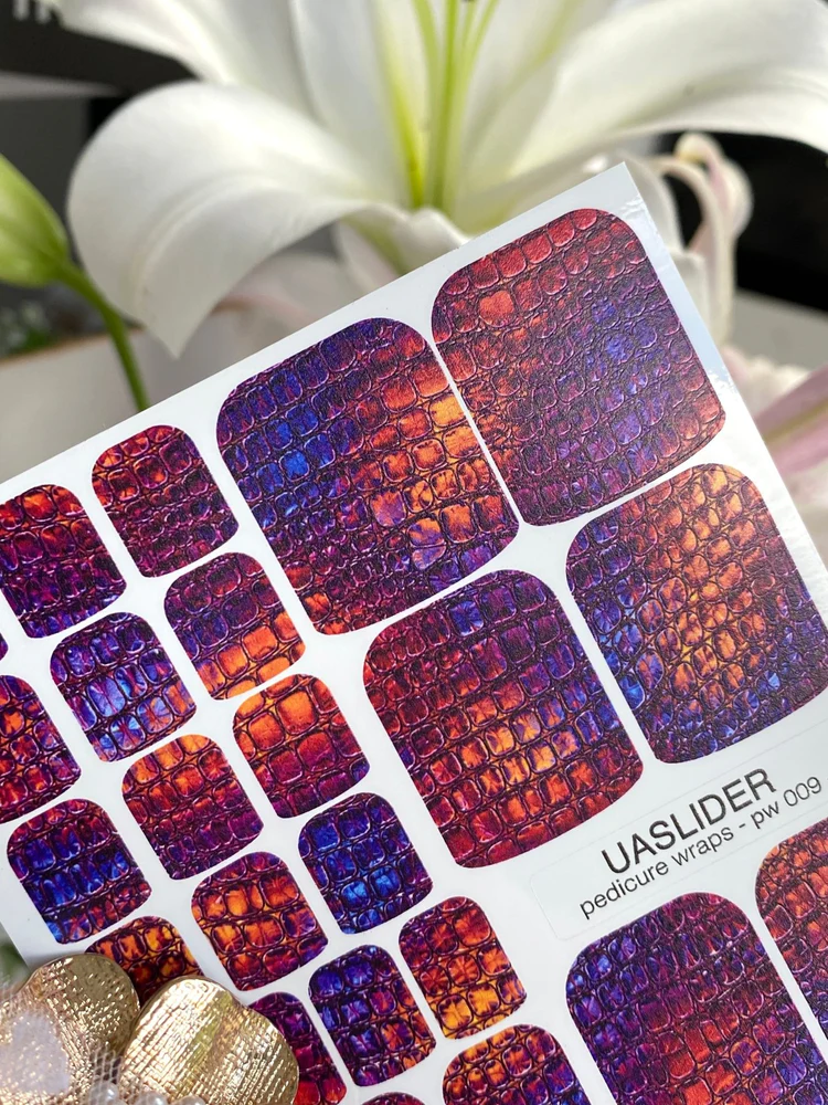 crocodile-skin-pedicure-nail-wraps-iridescent-purple-orange-pw-009-6168374 (1) UA Slider WRAPS PW-009 - imagine 1