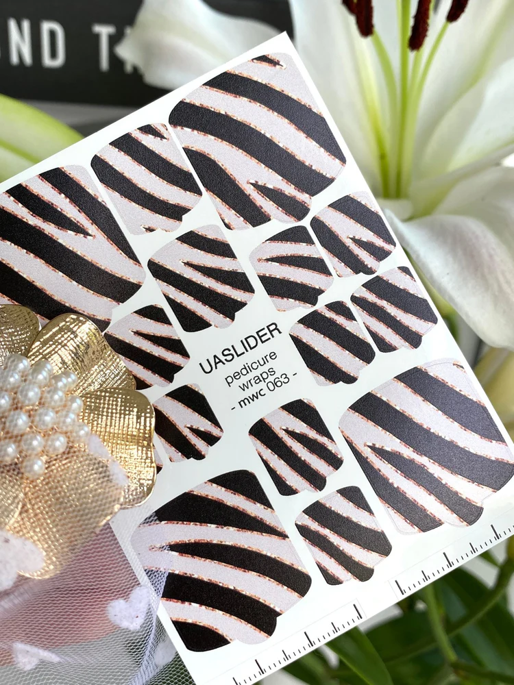 glam-zebra-pedicure-nail-wraps-black-blush-rose-gold-stripes-mwc-063-9607858 UA Slider WRAPS mwc 063 - imagine 1