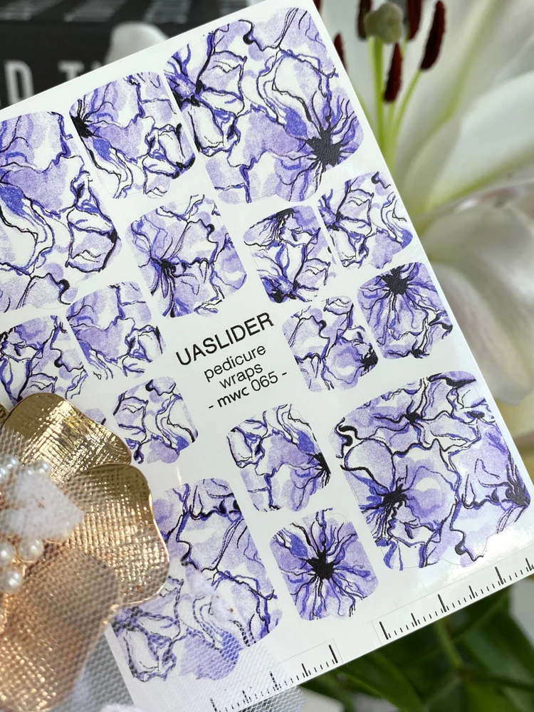 lavender-floral-pedicure-nail-wraps-oversized-ink-flower-art-mwc-065-4462047 UA Slider WRAPS mwc 065 - imagine 1