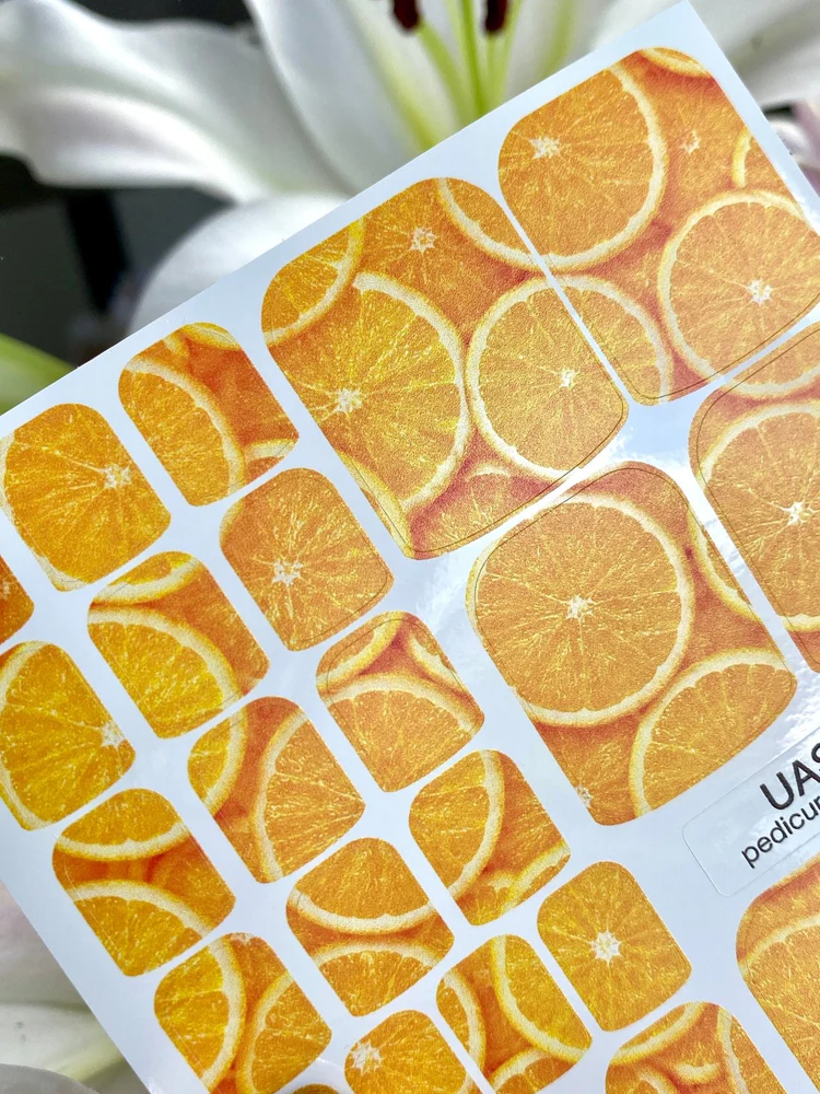orange-slice-pedicure-nail-wraps-summer-citrus-print-pw-010-4057047 UA Slider WRAPS PW-010 - imagine 1